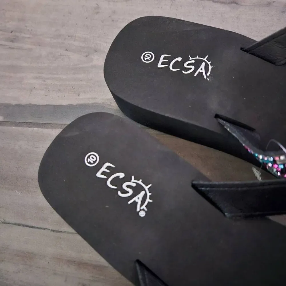 NWT Ecsa Beaded Platform Sandals